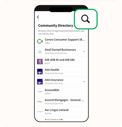 If you’re looking for a specific business, tap the magnifying glass to search for it. part 1