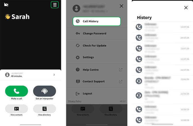 Convo Now app_Call log